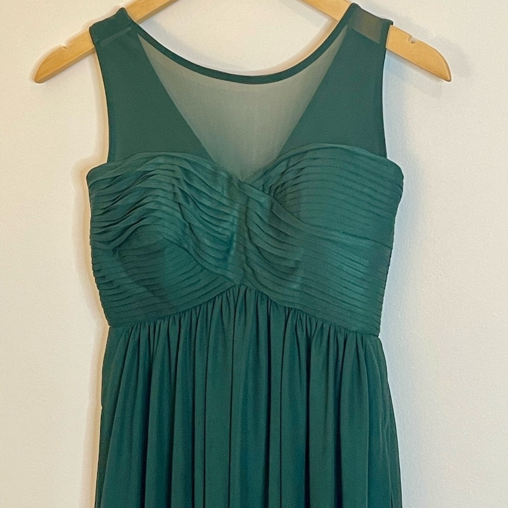 Birdy Grey Emerald Green Formal Dress Sleeveless Empire Waist Pleated Bodice XS